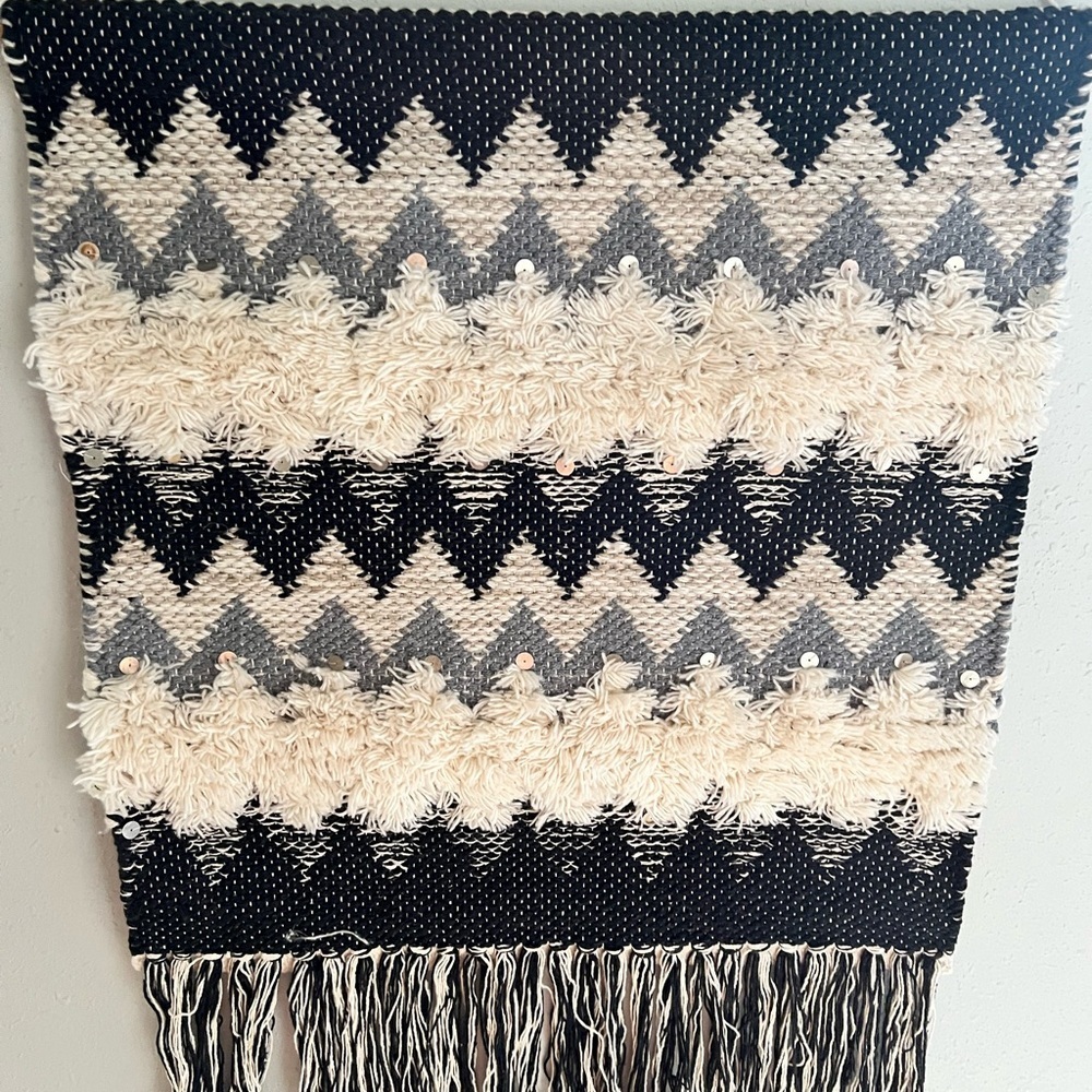 Black and White Woven Wall Hanging - Picture 2 of 3
